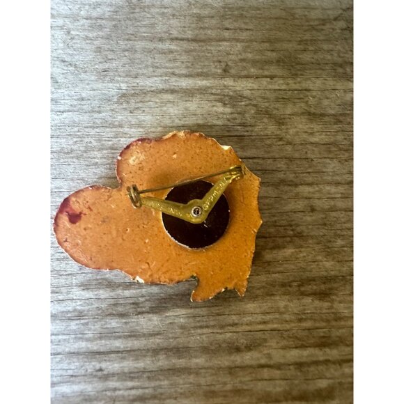 Vintage Ceramic Cherry And Leaf Pin Brooch - Picture 3 of 6